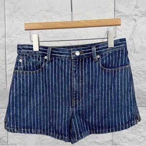🚩authentic Alexander Wang Blue Pinstriped Denim Shorts